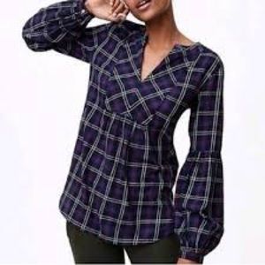 Loft Plaid PuffSleeve-Tunic in X-Small